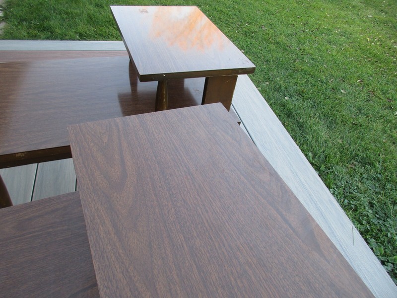 2 Mersman Mid Century Modern 2 Tier End Side Tables 1960's Formica Tops gallery