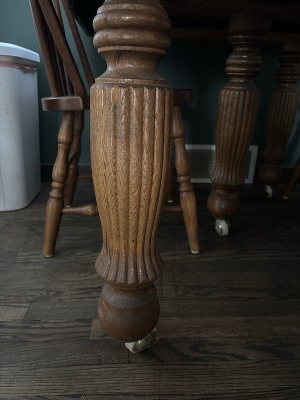 Antique Solid Wood Dining Table on Casters – Turned Legs – Pickup Only gallery