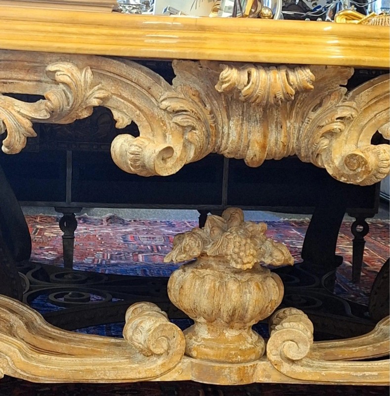 Beautifully Carved MADE IN SPAIN SPANISH LARGE HEAVY ROCOCO CONSOLE TABLE gallery