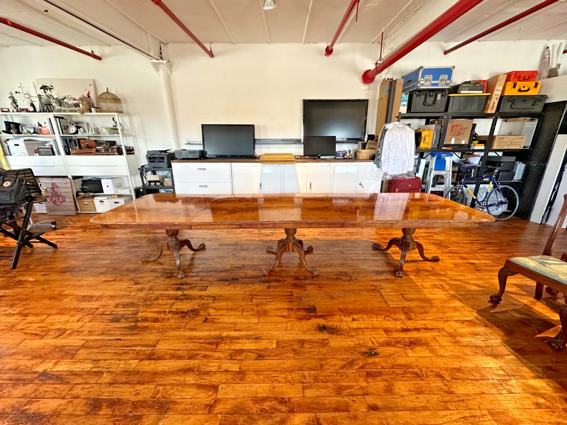 Chippendale Three Pedestal Mahogany Dining Table w/ Two Leaves: Ball & Claw Feet gallery