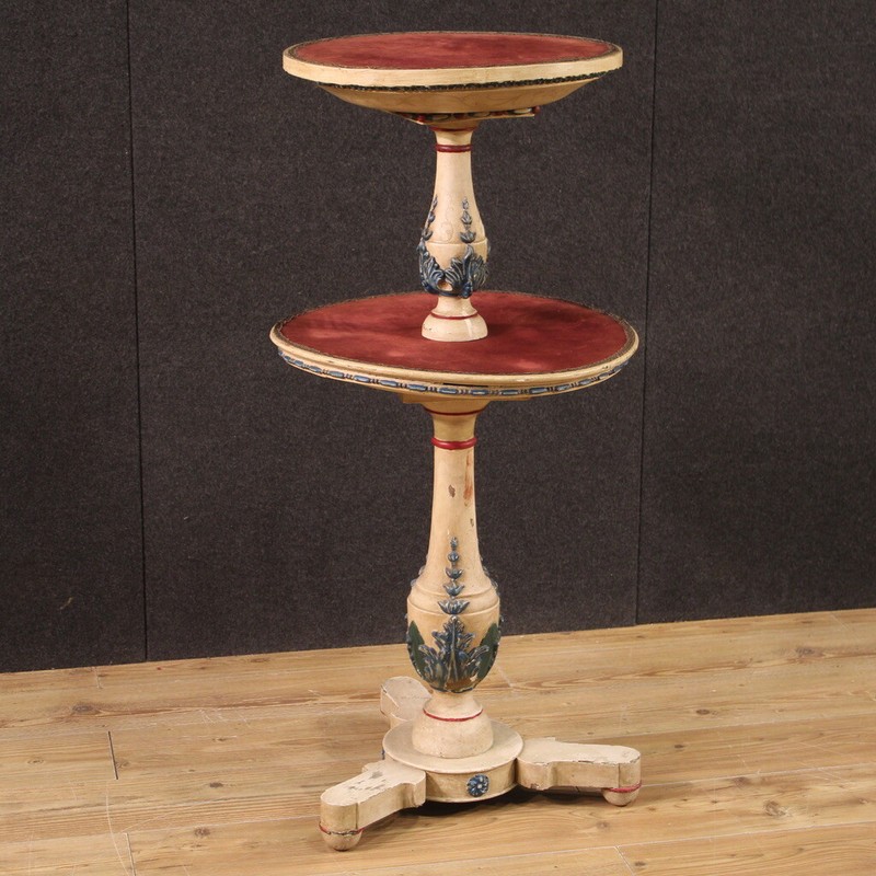 Furniture shelf varnished paint small table antique style retro 2 shelves Italian