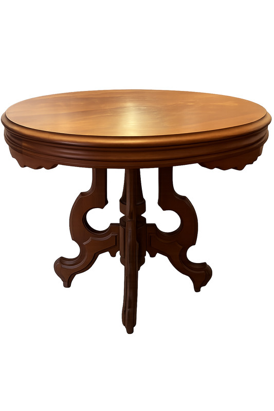 Antique Victorian Eastlake Walnut Parlor Table w/ Carved Base & Casters 29”