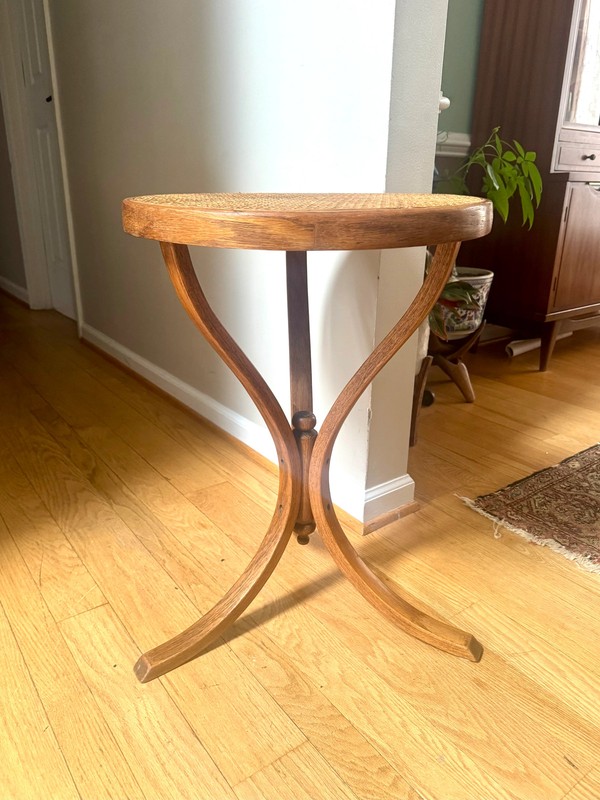 MCM Bent Wood Martini Table | Thonet Style Cane Top Table gallery