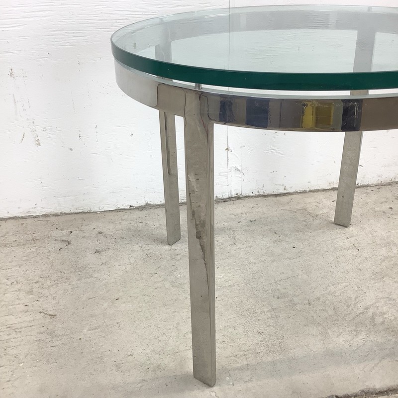 Vintage Chrome & Glass End Table attr. Zographos gallery