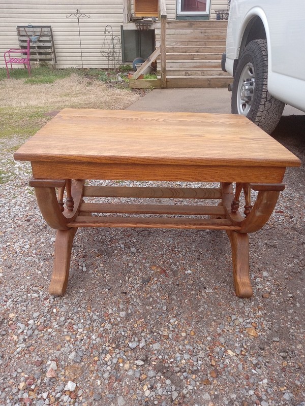 Mid Century Solid Oak Wagon Wheel End Table / Side Table (ET252) gallery