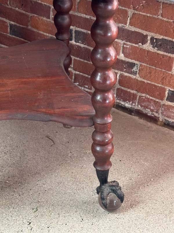 C1895 Walnut Side Table ~ Barley Twist Legs w/ 3" Dia Glass BALL & CLAW gallery