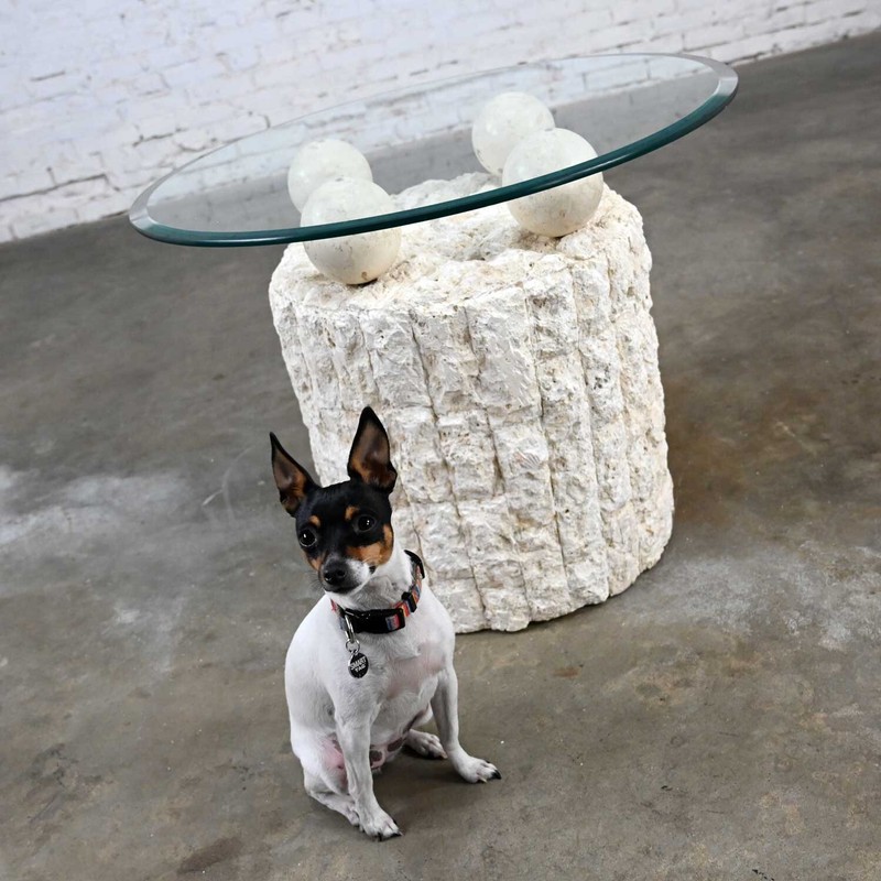 Postmodern Rnd Tessellated Mactan Stone Side Table 4 Sphere Style Maitland Smit gallery