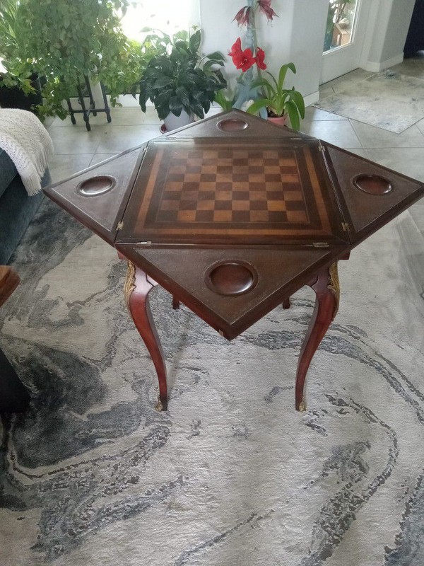Vintage Antique Fold out Chess Table Louie the XV English georgian Furniture