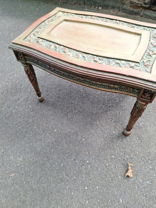 Set: Antique Wooden Coffee Table 26 X 18 X 16 Plus Long Table 63 X 23 X 17 gallery