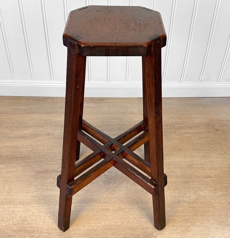 Antique Arts & Crafts Wood Octagonal Plant Stand Table gallery