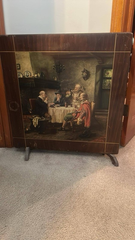 Fritz Wagner Signed Litho Antique Wooden Folding Table 30” Squared 27” Tall