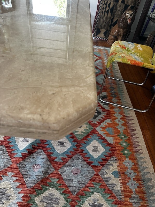 1970s Italian Postmodern Travertine Marble Dining Table Rectangular gallery