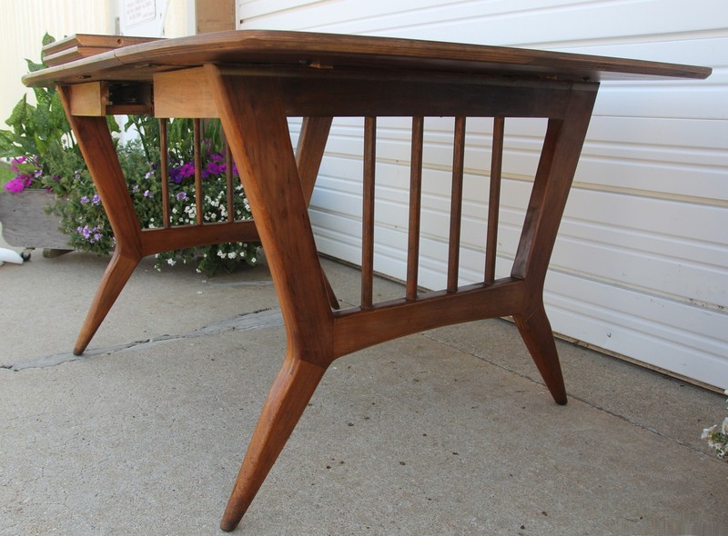 Danish MCM Mid-Century Modern Garrison Expanding DropLeaf Table +2 LS Acme Slide gallery