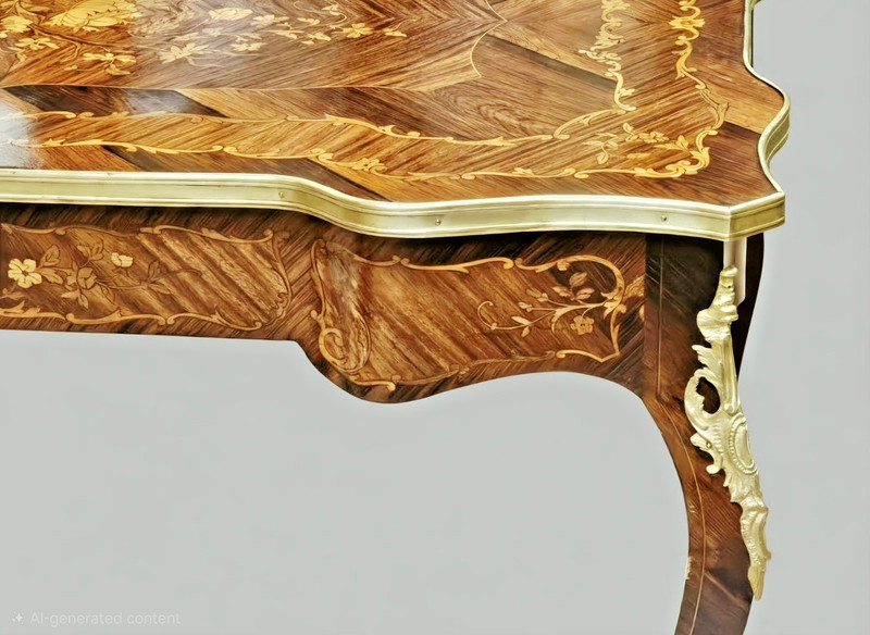 Exceptional French Louis XV Style Marquetry Center Table, 19th Century gallery
