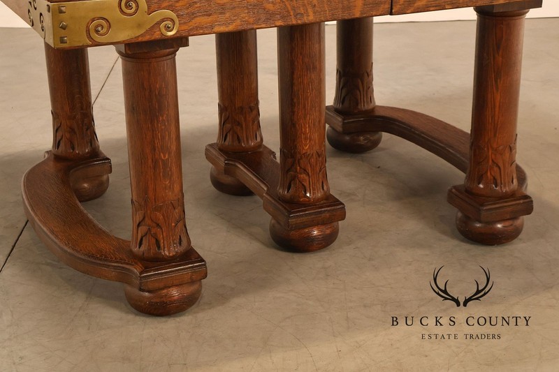 Antique Victorian Oak Expandable Dining Table gallery