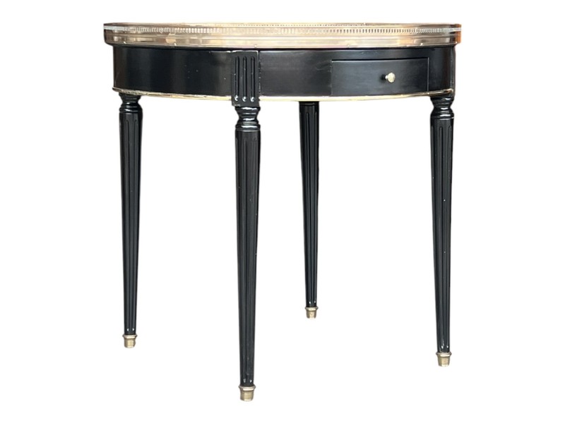 1920s French Louis XVI Parlor Table With Carrara Marble & Brass Gallery gallery