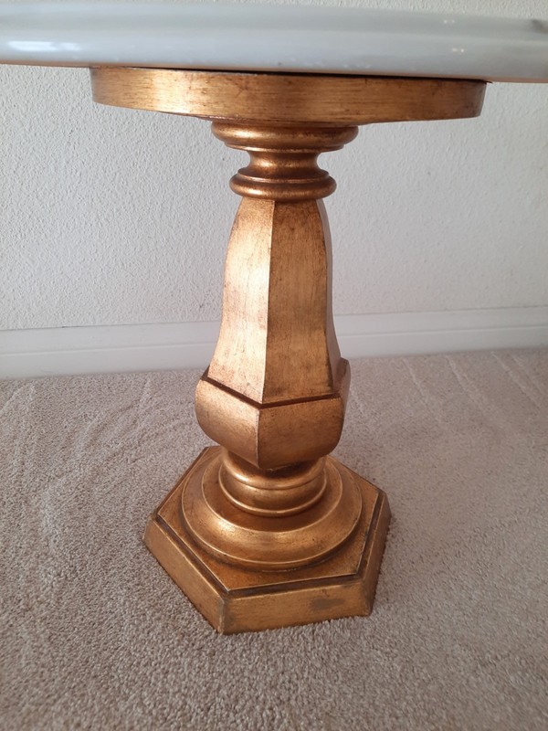Vintage Gold White Marble Side Table **LOCAL PICKUP SAN DIEGO ONLY** gallery