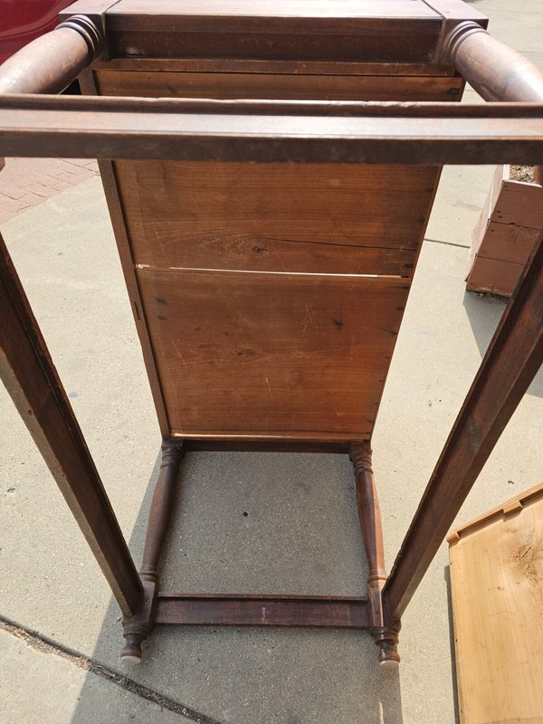 Antique American Primitive 17 /18 century Work Library double drawer table gallery
