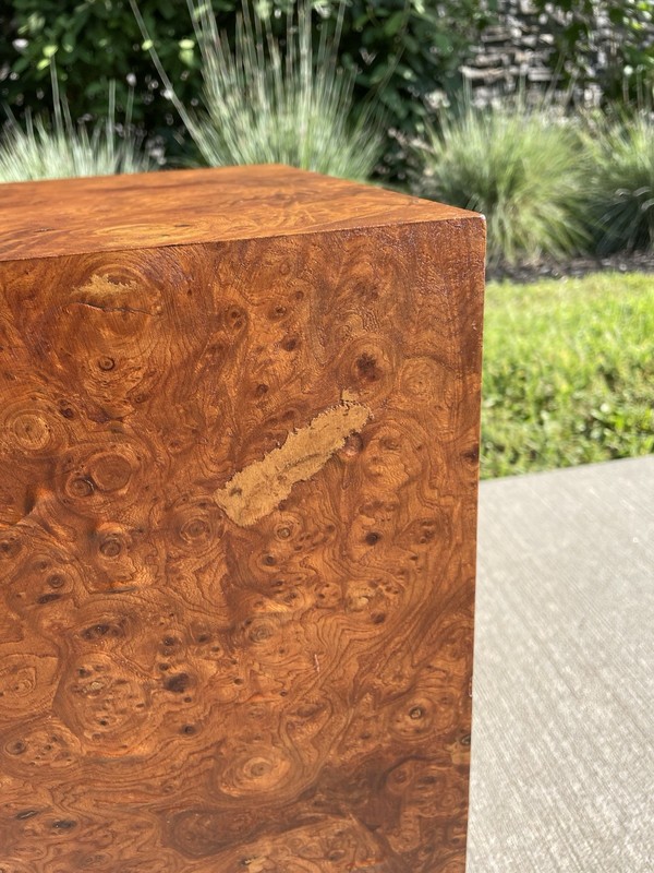 Vintage 60s 70s PAIR Mid Century Modern End Table Burl Wood Milo Baughman Style gallery