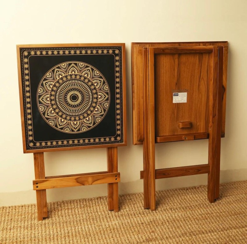 Wooden Folding Side Table, Playing Table, Coffee Table For Home Decor gallery