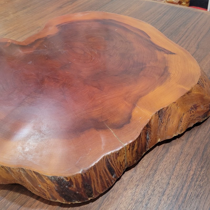 Vintage MCM Natural Wood Cut Side Tabletop 24" gallery