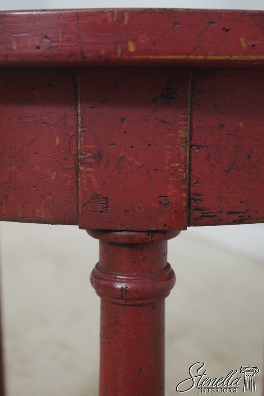 L73346: Round Red Painted Primitive Side Table gallery