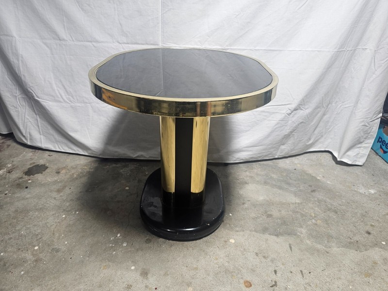 MCM Design Institute of America D.I.A Vintage Black Glass Side Table Gold Metal gallery