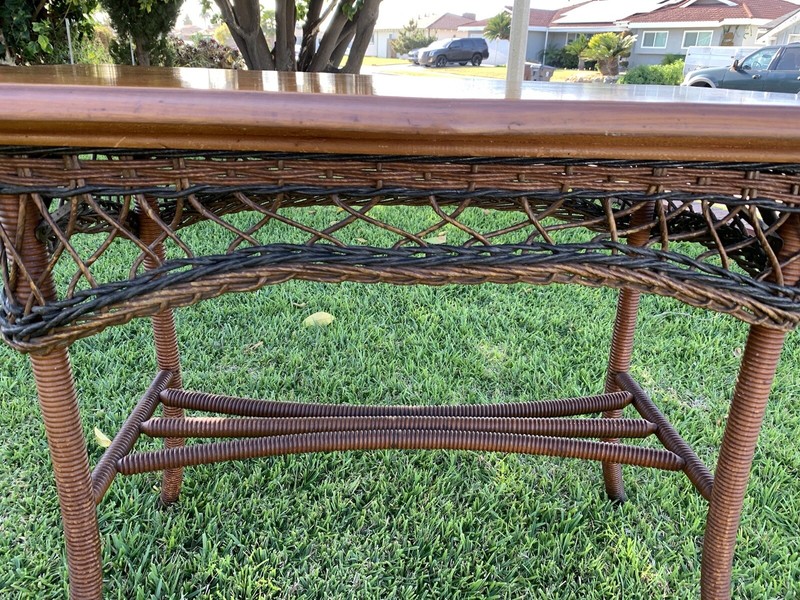 Antique Wicker Wood Side Table gallery