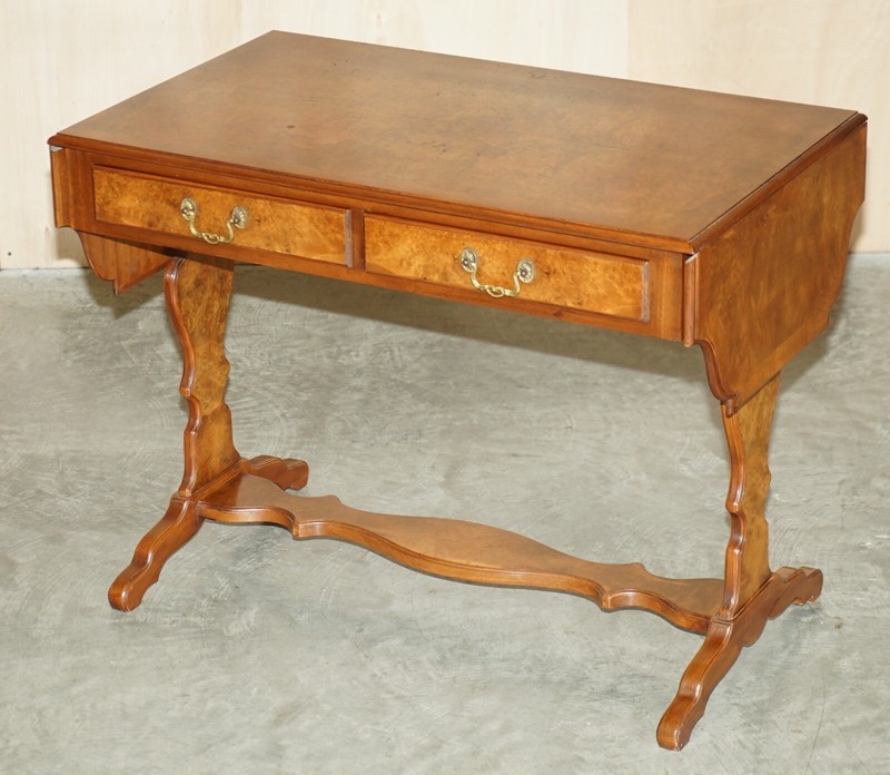 VINTAGE BEVAN FUNNELL BURR WALNUT EXTENDING SOFA / OCCASIONAL TABLE NICE TIMBER gallery