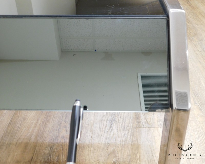 Mid Century Modern Chrome & Smoked Mirror Pair Side Tables gallery