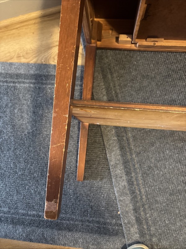 Vintage Mid Century Mersman 2 Tier Walnut End/Side Table with Drawer gallery