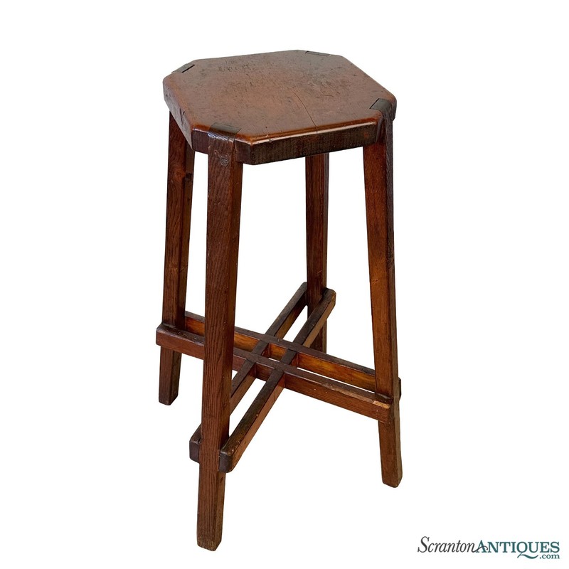 Antique Arts & Crafts Wood Octagonal Plant Stand Table