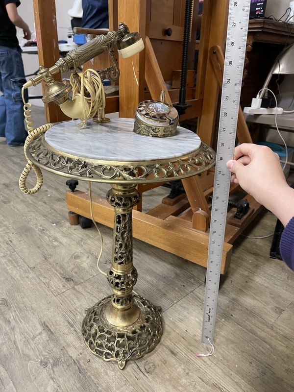 Vintage French Style Brass + Marble Gold Telephone Table gallery