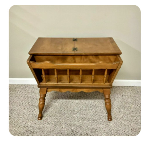 Ethan Allen Baumritter Colonial Maple Wood Dough Box Table Magazine Rack Vintage