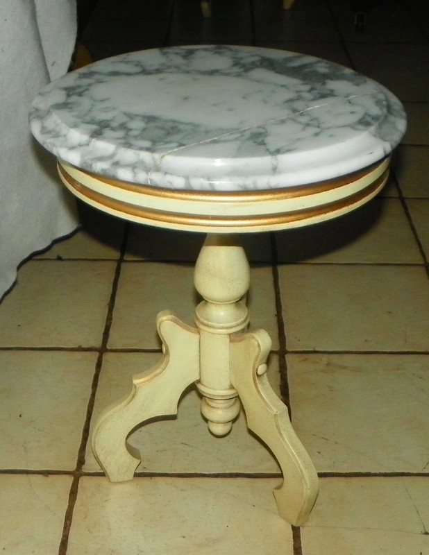 Mahogany Cream Finish Marble Top Plant Stand (RP-PS185) gallery