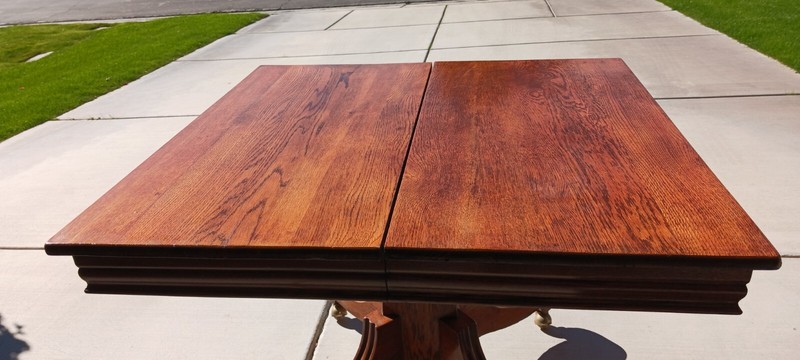 Antique Solid Oak Dining Table   gallery