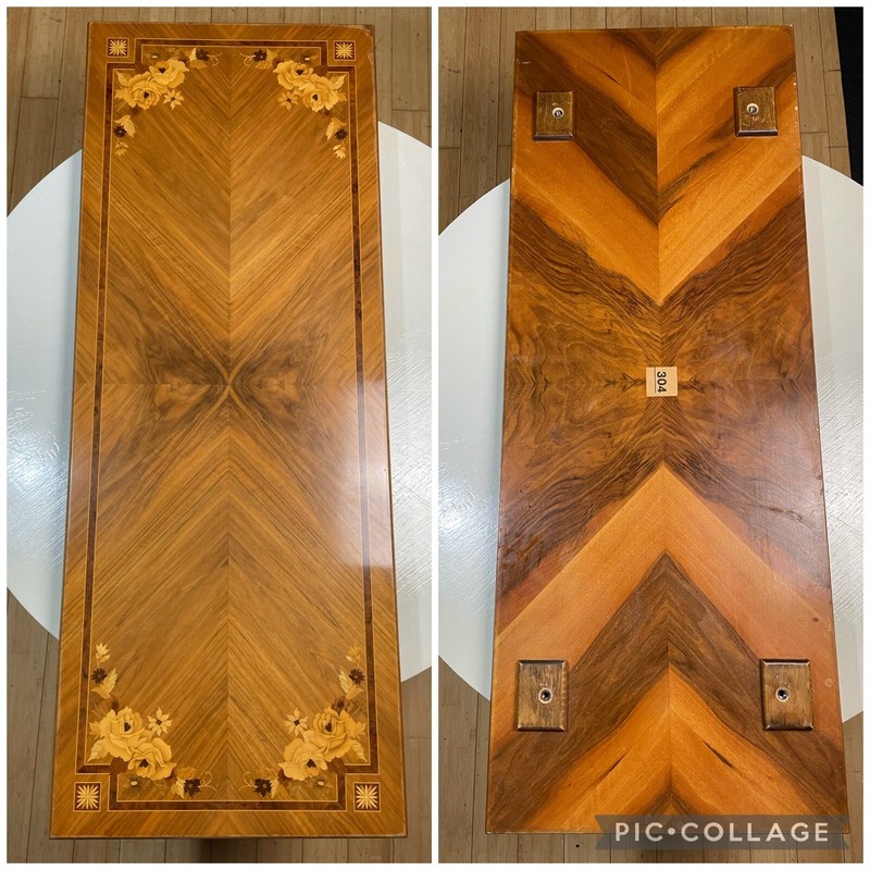 Buchschmid & Gretaux BG Vintage Floral Wood Inlay 4ft x 1.5 Long Table Top AS IS