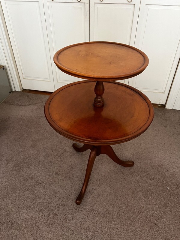Antique Queen Anne 2-tier Round Dumbwaiter Table