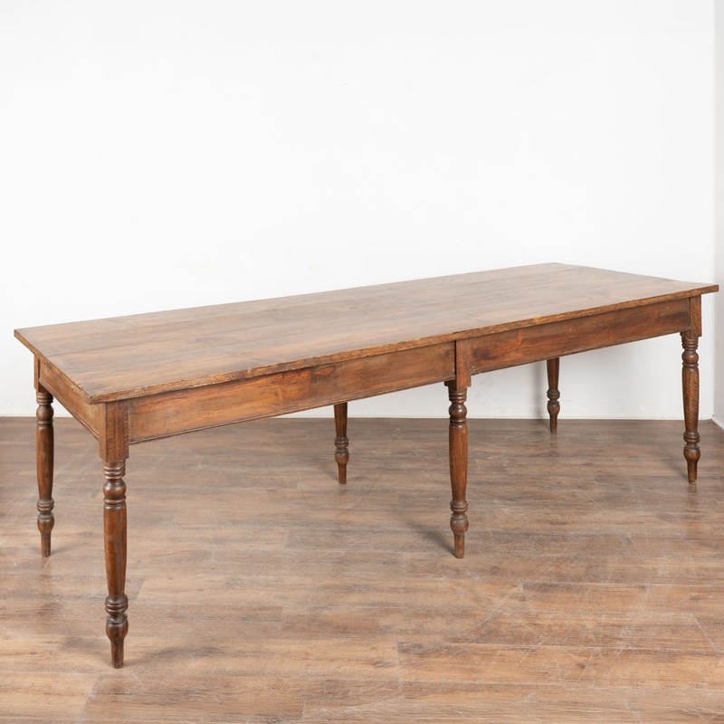 19th Century Long Pine Refectory Table from Portugal