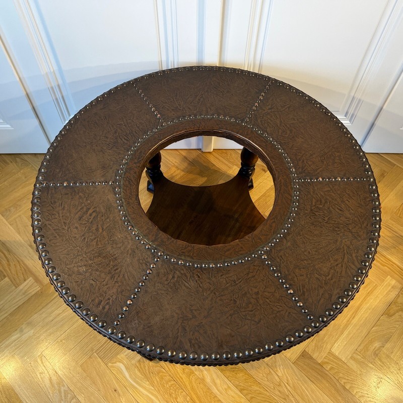 Important Otto Schulz for Boet Sweden Couch table leather brass wood oak Germany gallery