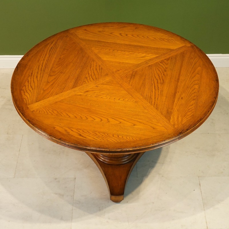 Beautiful 54" Round transitional Oak pedestal dining Kitchen table gallery