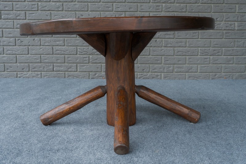 Vintage Adirondack Style Log Cabin Round Pine Coffee Table - 31”  gallery