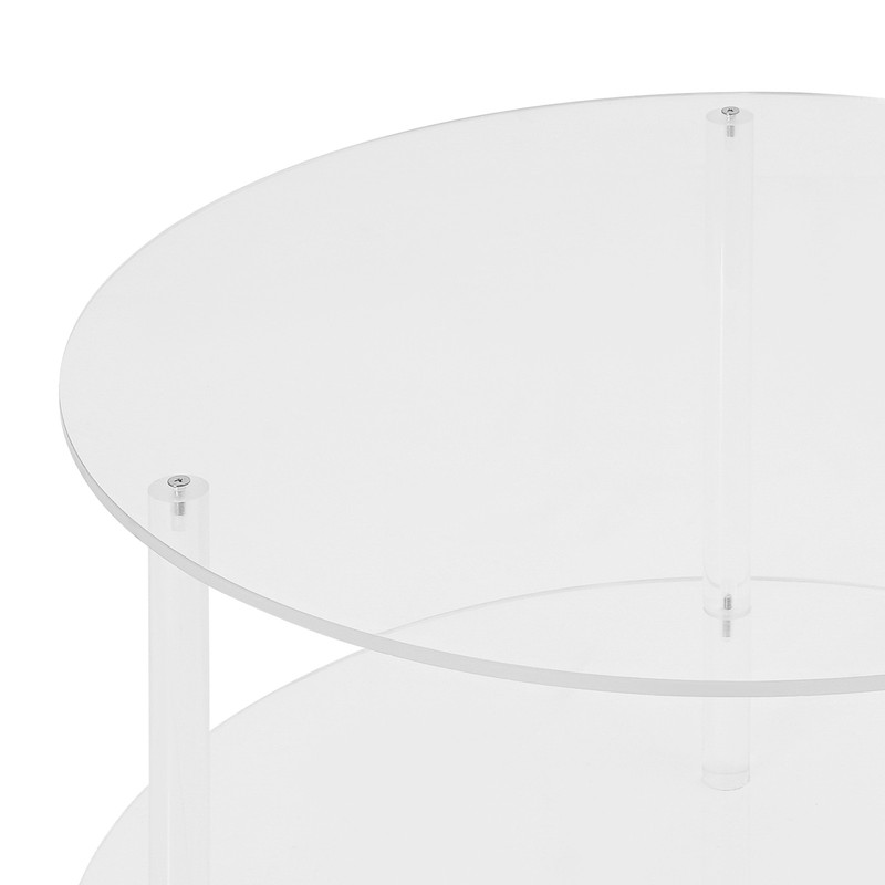 Modern Acrylic 2-tier Coffee Table Living Room Round End Table With Storage Rack gallery