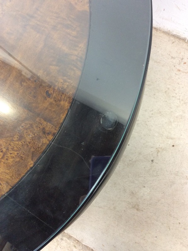 Mid Century Ming Style Coffee Table with Black Lacquer & Burlwood Top gallery