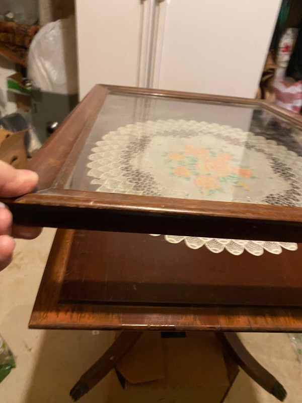 Antique Table with glass insert gallery
