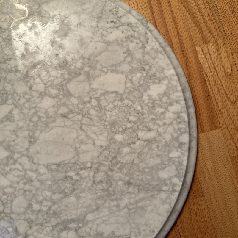 Vintage Solid Replacement 24” Marble Table Top (Italy) White & Gray Veining gallery