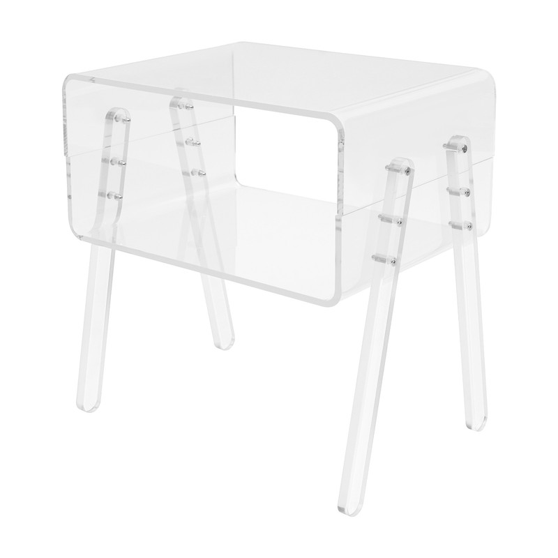Clear Acrylic Side Table 33lbs Load Open Storage Nightstand for Bedroom Bedside gallery
