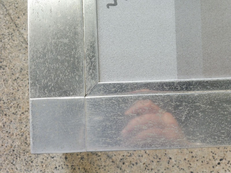 70'S SIGNED PIERRE CARDIN ALUMINUM TILE TOP SIDE TABLE W MOD DESIGN gallery