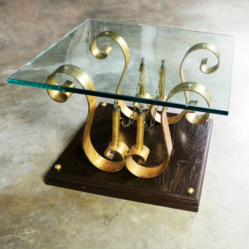 SALE! Square Glass Top Spanish Revival End Table Style Arturo Pani