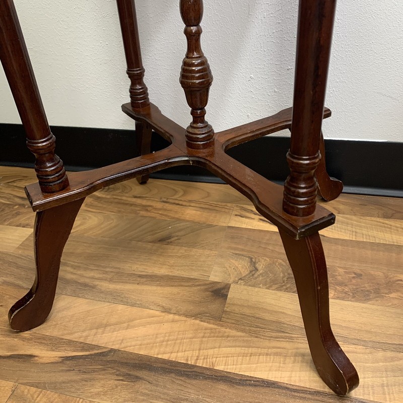 VTG 1970s American French Country Mahogany Wood 28" Pedestal Side Marble Table gallery